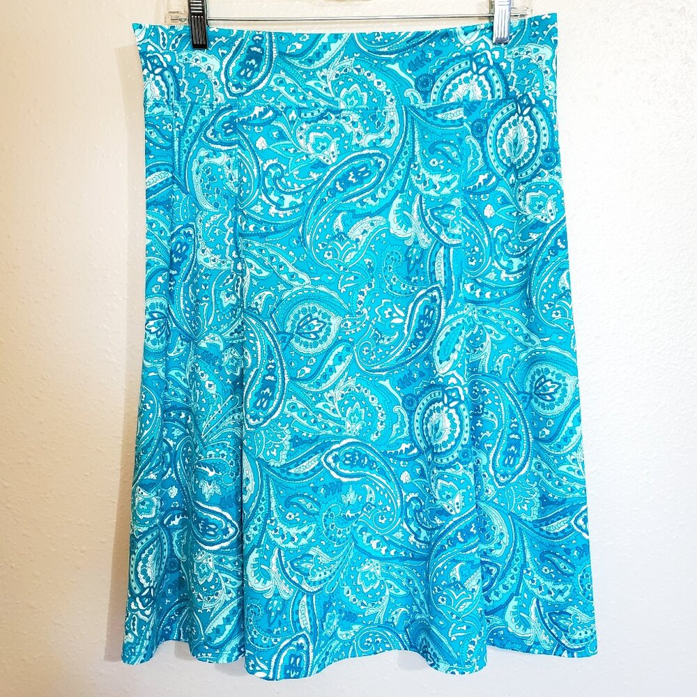 Melika Aqua Teal Paisley Midi Skirt Activewear